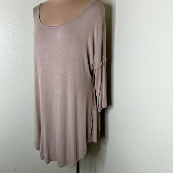 POL Swing Tunic Top Size Small Womens Brown Drop Shoulder Relaxed Acid Wash New - Picture 6 of 9